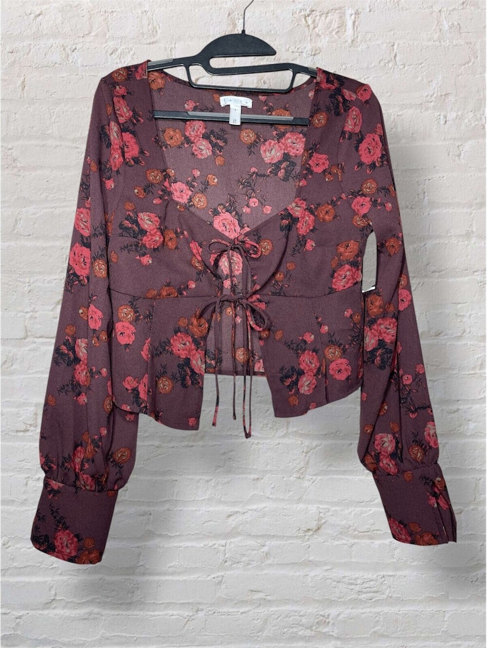 Leith Floral Tie-Front Peplum Blouse Festival Fairy Indie